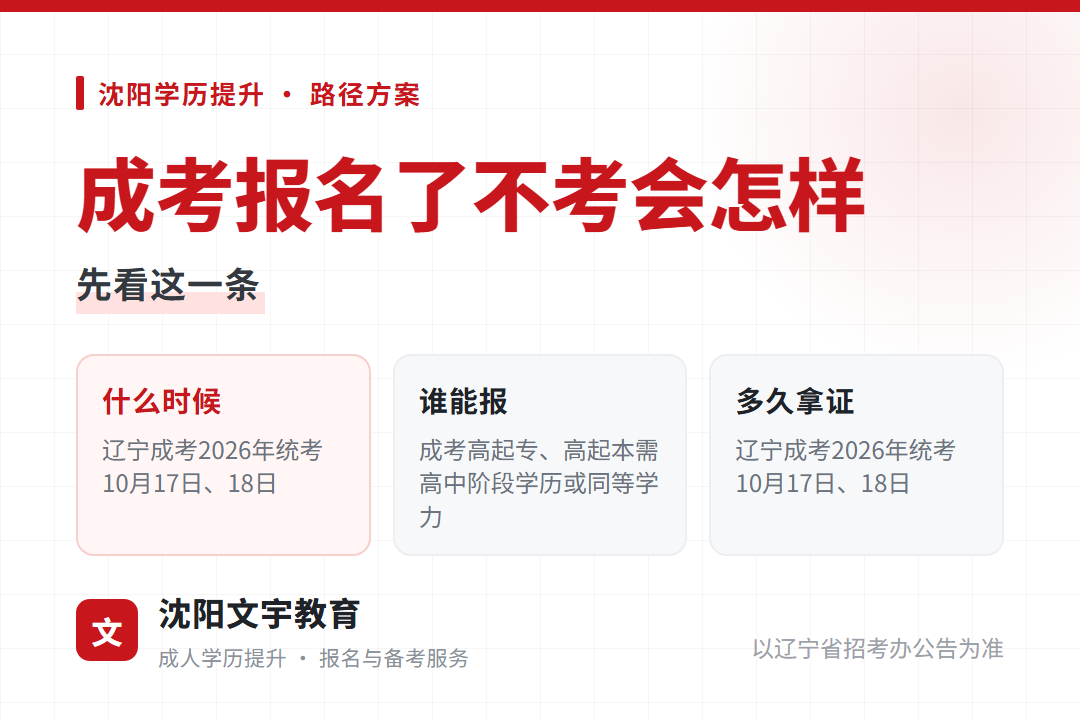 2026年成考报名了不去考会怎样:先看这一条