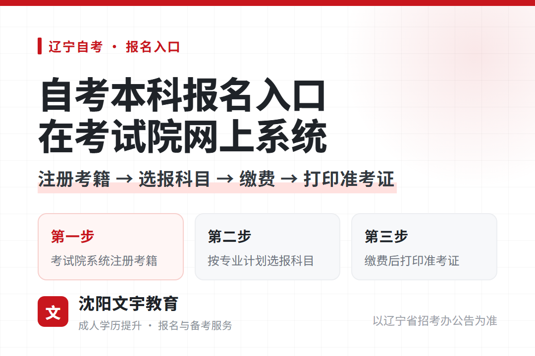 辽宁自考本科报名入口是考试院网上报名系统